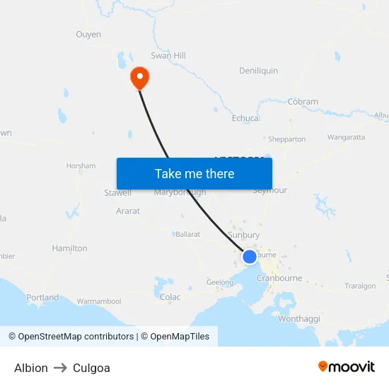 Albion to Culgoa map