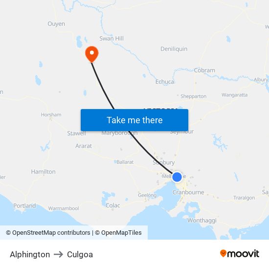 Alphington to Culgoa map