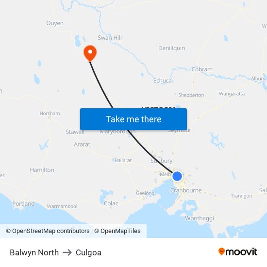 Balwyn North to Culgoa map