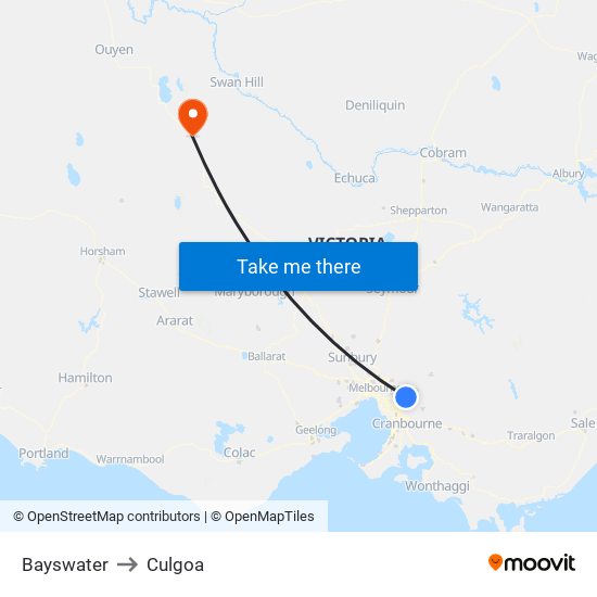 Bayswater to Culgoa map