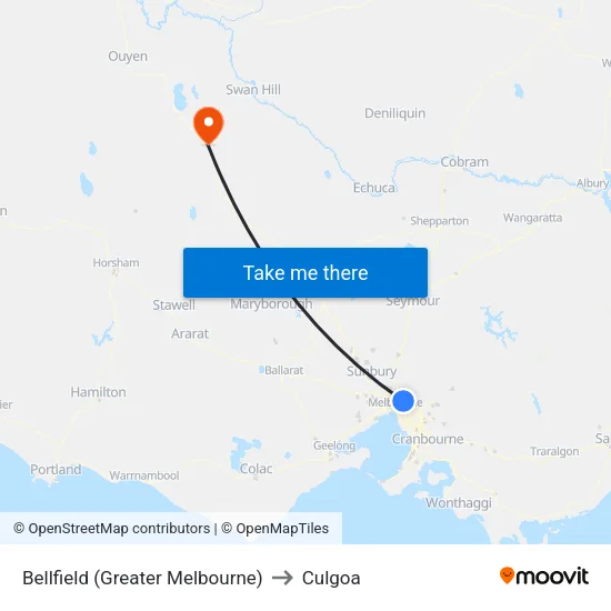 Bellfield (Greater Melbourne) to Culgoa map