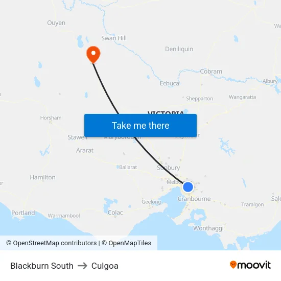 Blackburn South to Culgoa map
