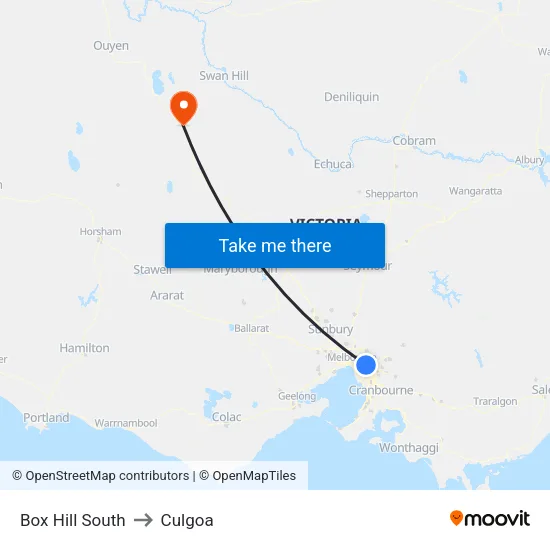 Box Hill South to Culgoa map