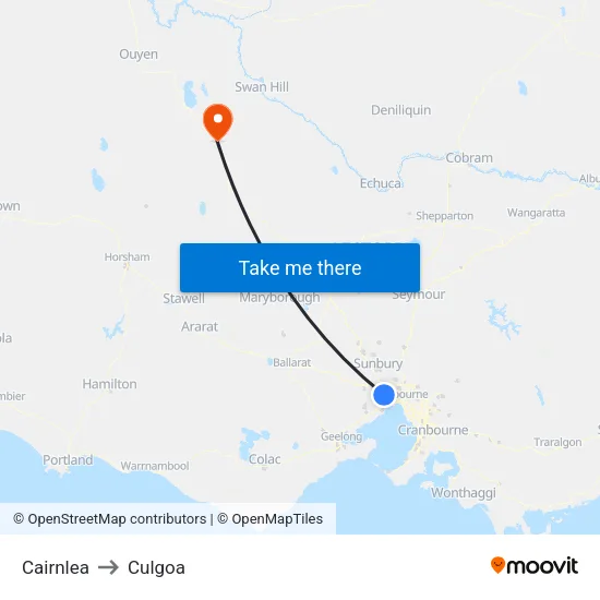 Cairnlea to Culgoa map