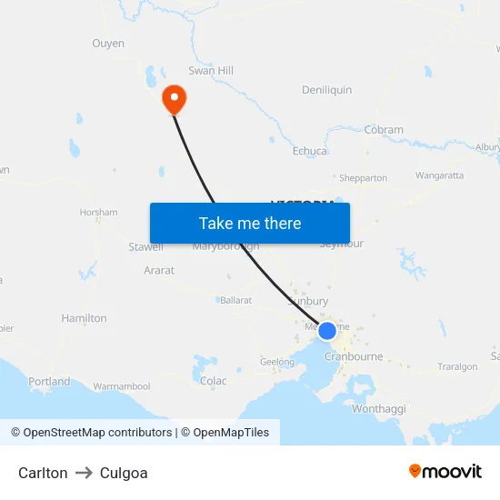 Carlton to Culgoa map