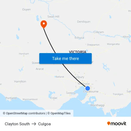 Clayton South to Culgoa map