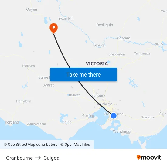 Cranbourne to Culgoa map