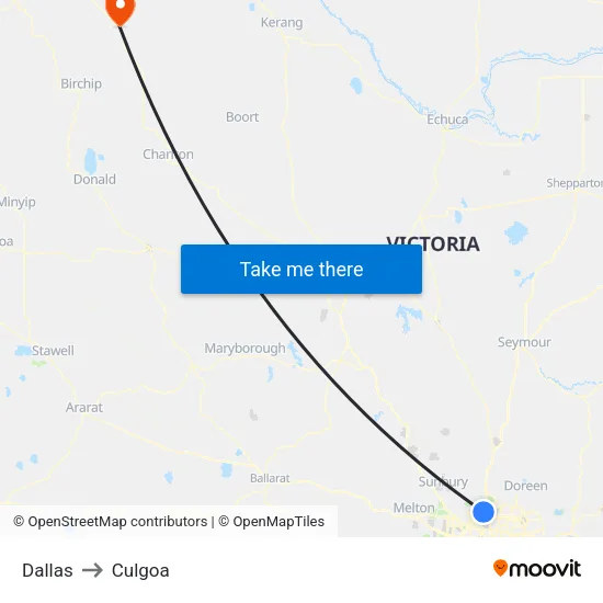 Dallas to Culgoa map
