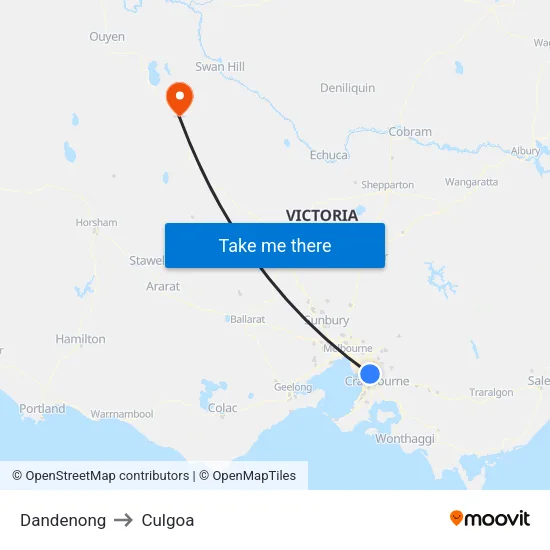 Dandenong to Culgoa map