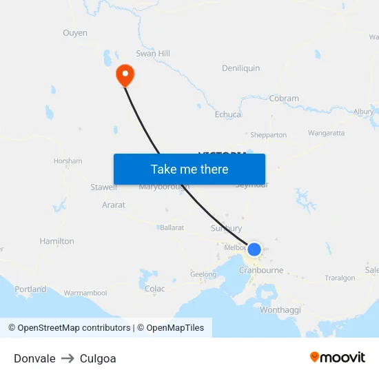 Donvale to Culgoa map