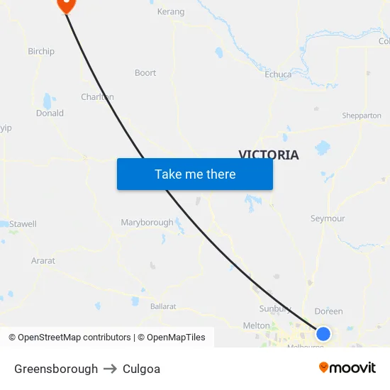 Greensborough to Culgoa map