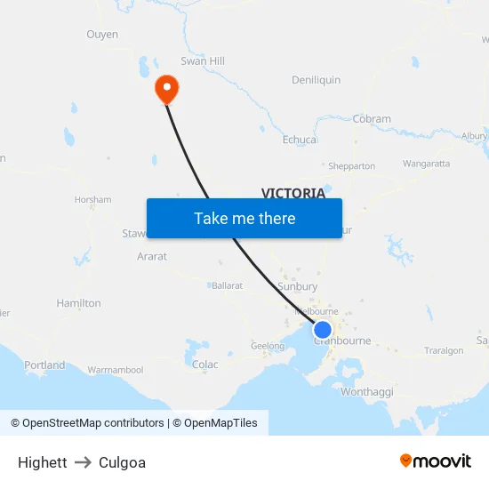Highett to Culgoa map
