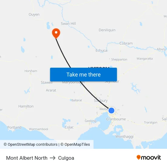 Mont Albert North to Culgoa map