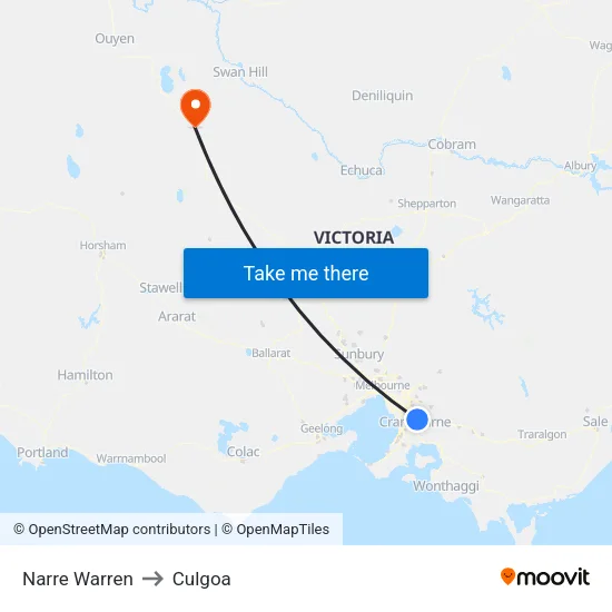 Narre Warren to Culgoa map