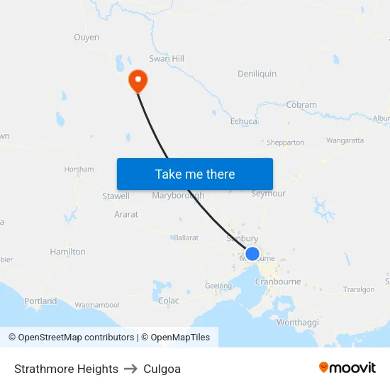Strathmore Heights to Culgoa map