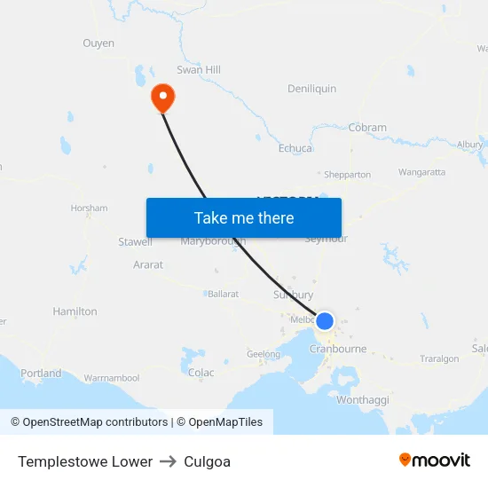 Templestowe Lower to Culgoa map