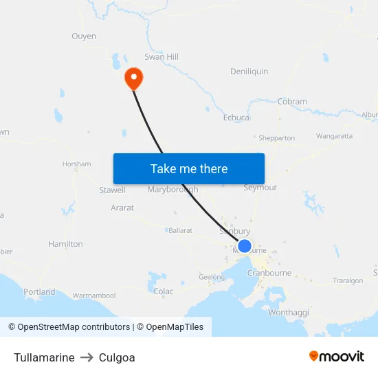 Tullamarine to Culgoa map