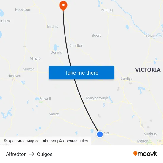 Alfredton to Culgoa map