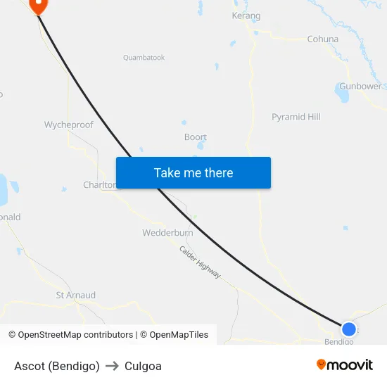 Ascot (Bendigo) to Culgoa map