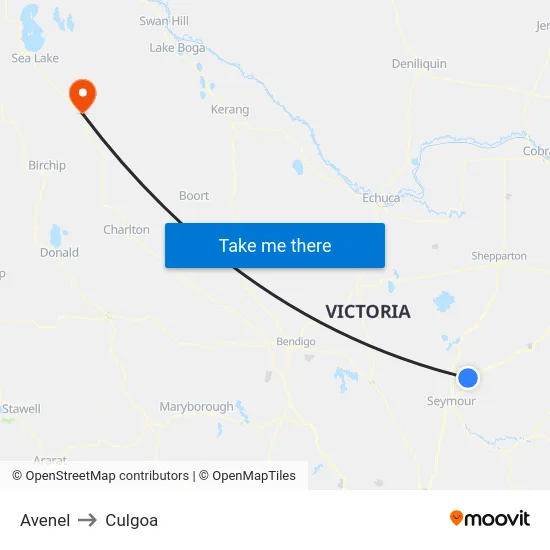 Avenel to Culgoa map