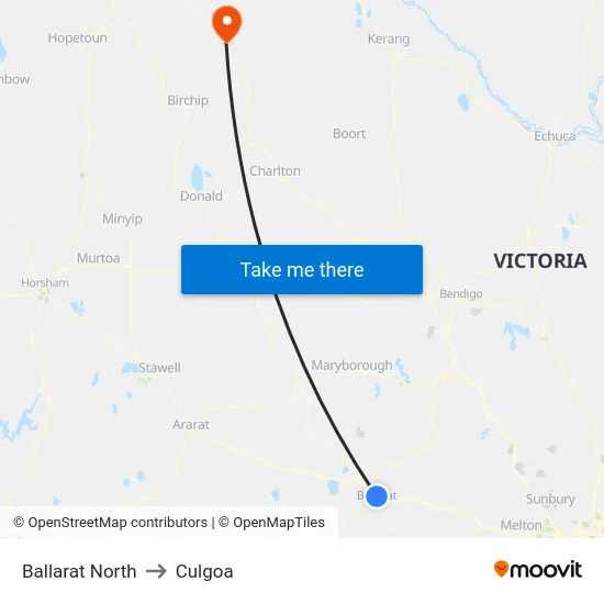 Ballarat North to Culgoa map