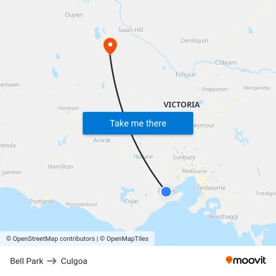 Bell Park to Culgoa map