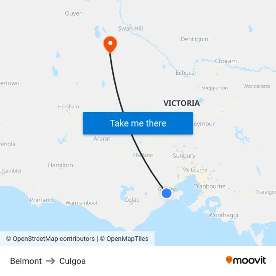 Belmont to Culgoa map