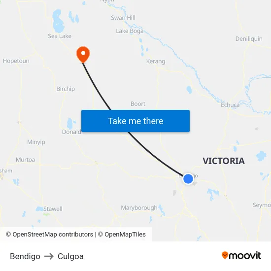 Bendigo to Culgoa map