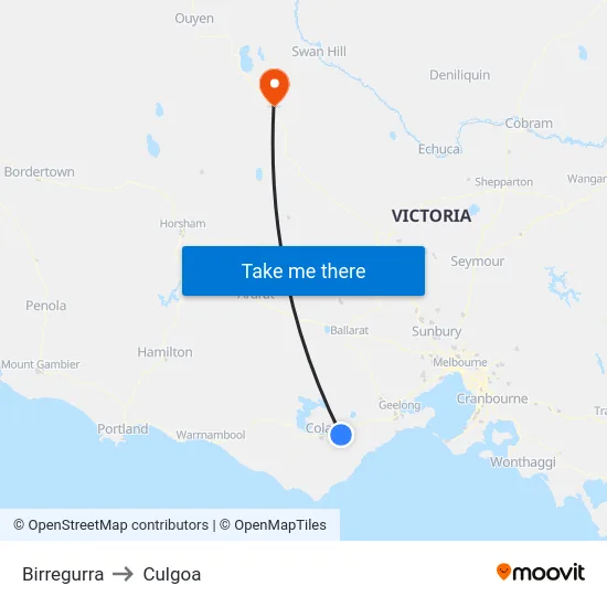 Birregurra to Culgoa map
