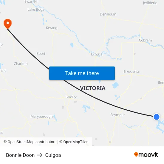 Bonnie Doon to Culgoa map