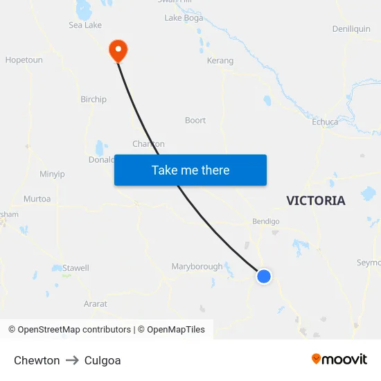 Chewton to Culgoa map