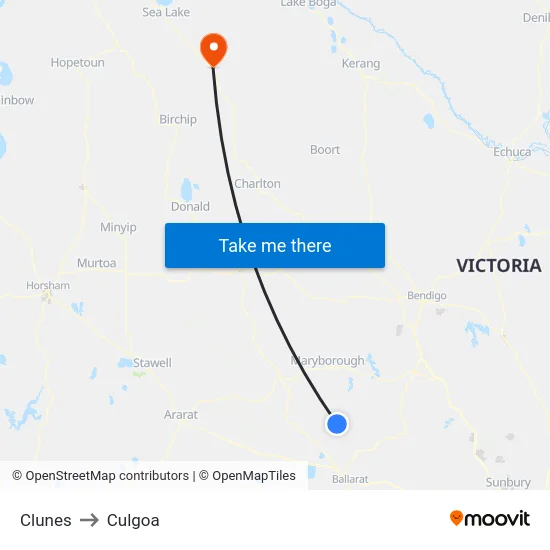 Clunes to Culgoa map