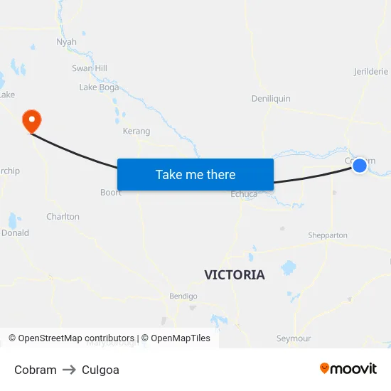 Cobram to Culgoa map