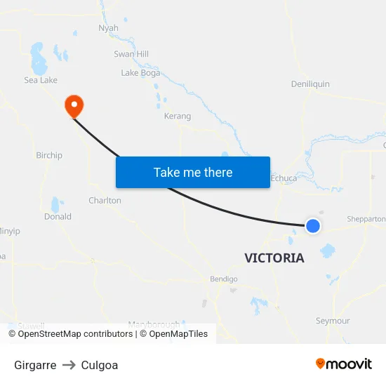 Girgarre to Culgoa map