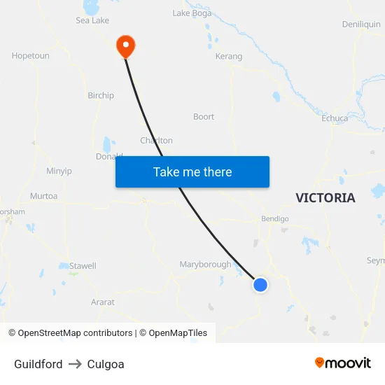Guildford to Culgoa map