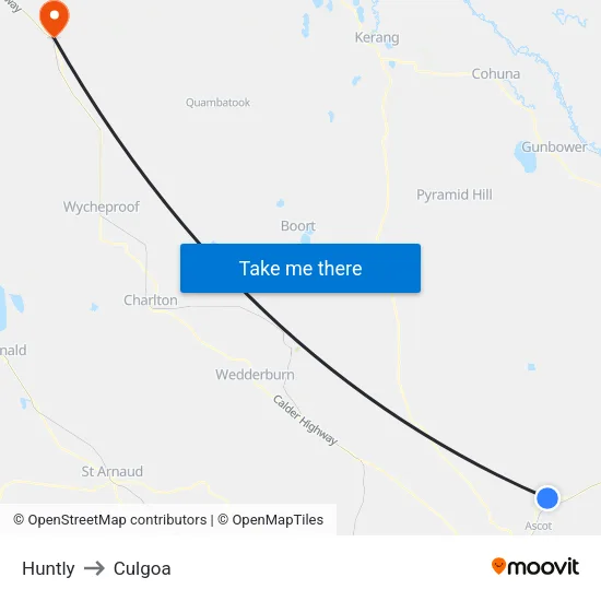 Huntly to Culgoa map