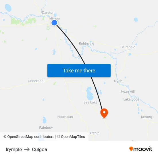 Irymple to Culgoa map