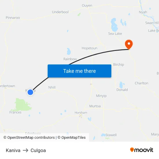 Kaniva to Culgoa map