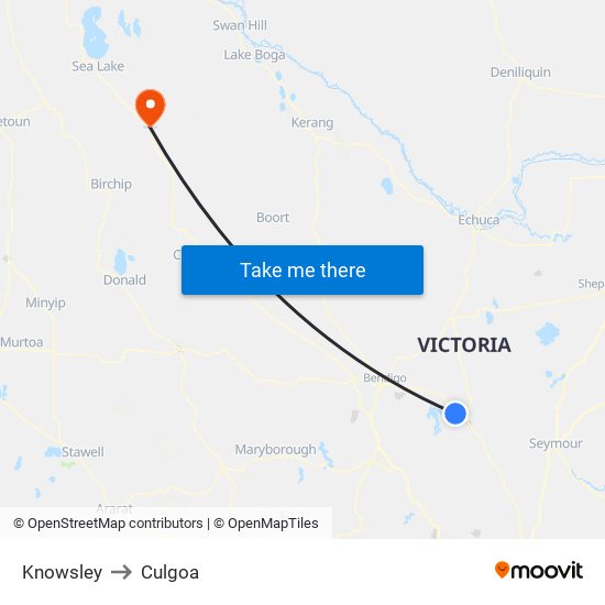 Knowsley to Culgoa map