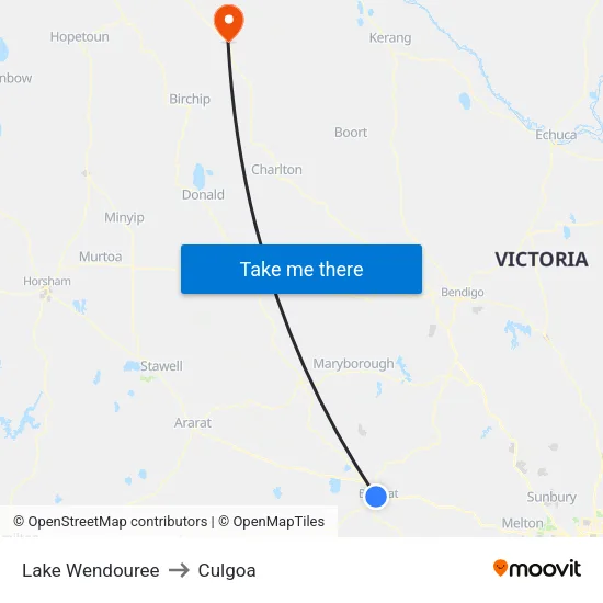 Lake Wendouree to Culgoa map
