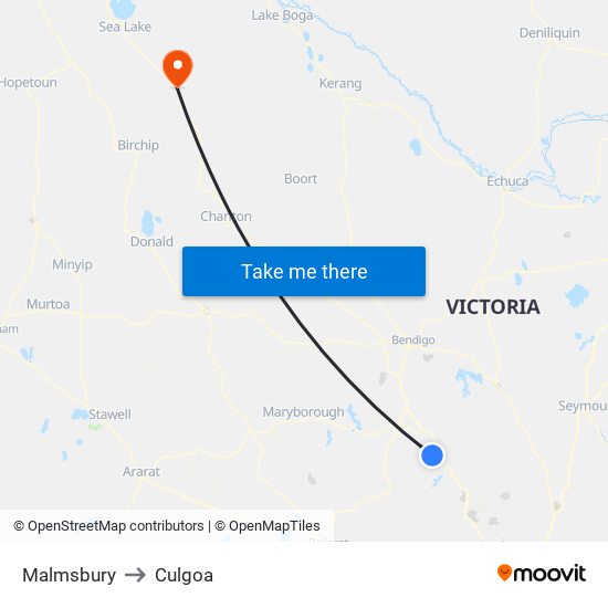 Malmsbury to Culgoa map