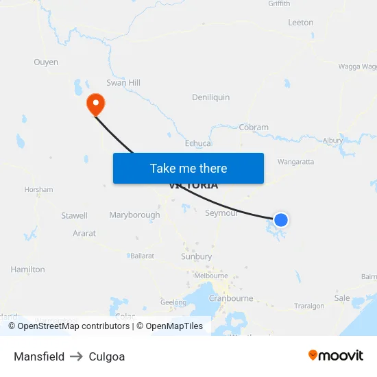 Mansfield to Culgoa map