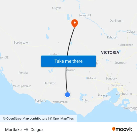 Mortlake to Culgoa map