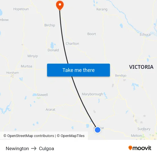 Newington to Culgoa map