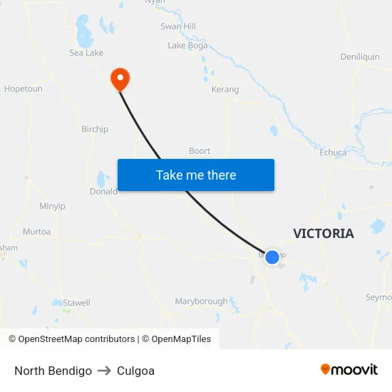 North Bendigo to Culgoa map