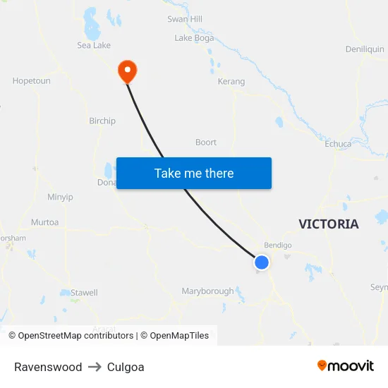 Ravenswood to Culgoa map