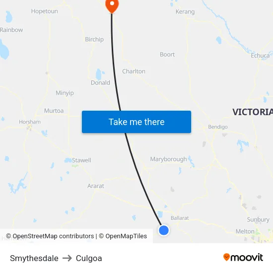 Smythesdale to Culgoa map