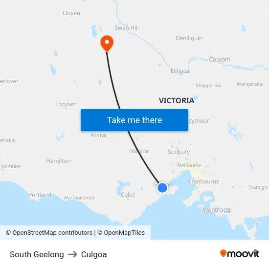 South Geelong to Culgoa map