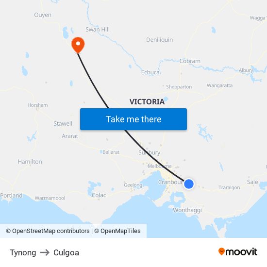 Tynong to Culgoa map