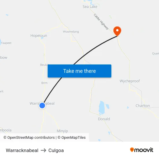 Warracknabeal to Culgoa map